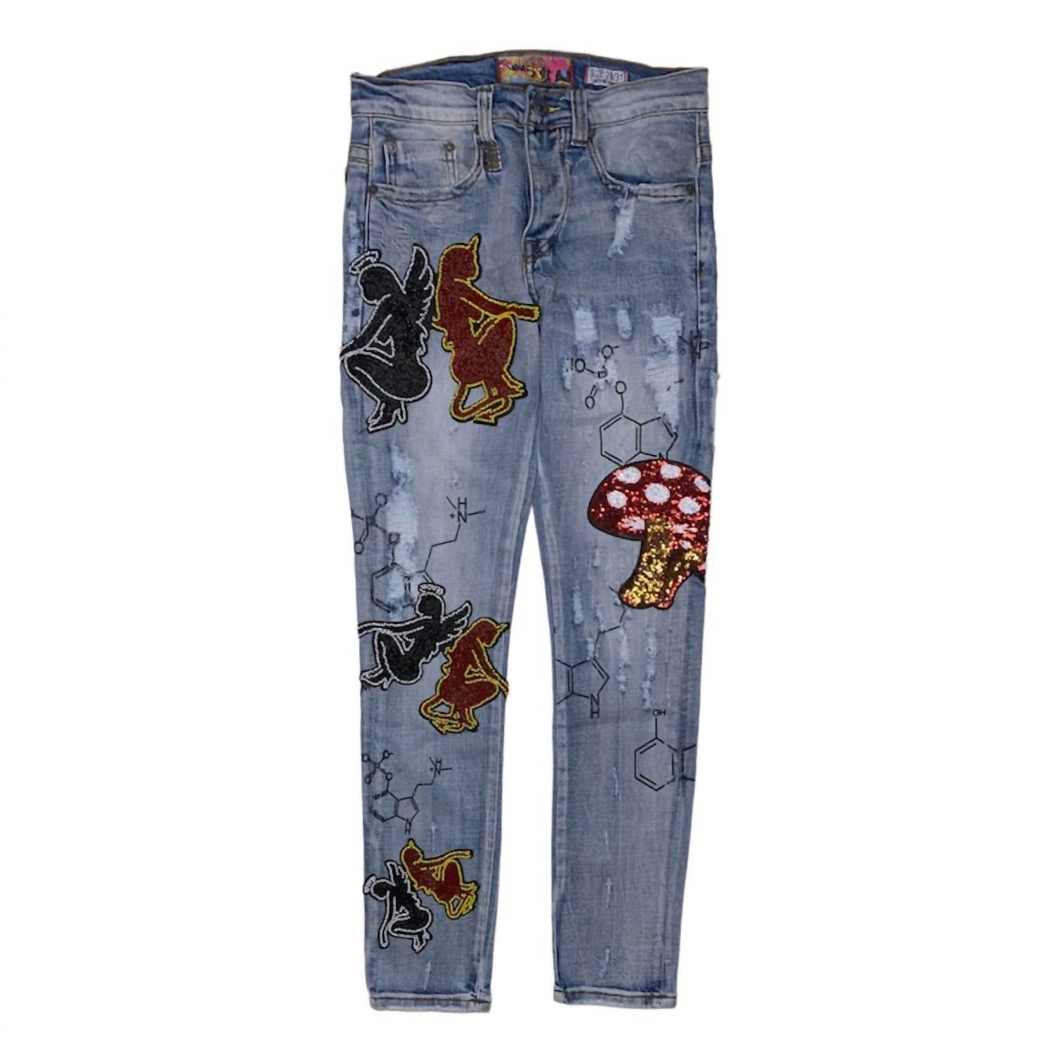 

Мужские джинсы Mushroom Angel Vs Devil Denim в цвете индиго Cast Iron