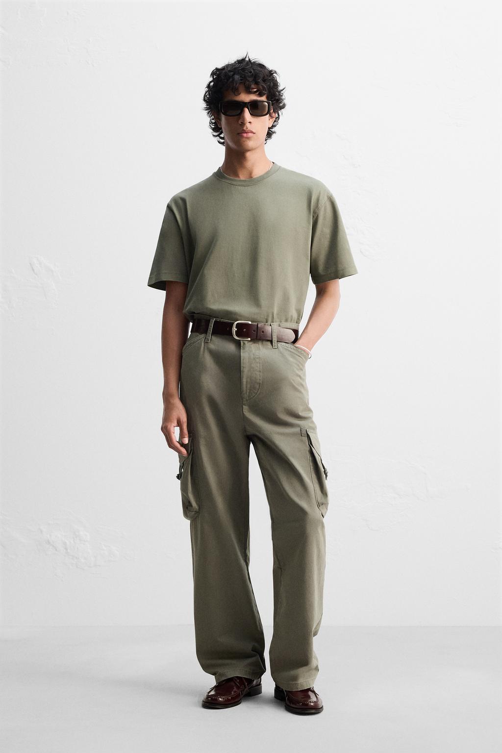 

Тяжелая футболка с коротким рукавом ZARA, цвет mid khaki