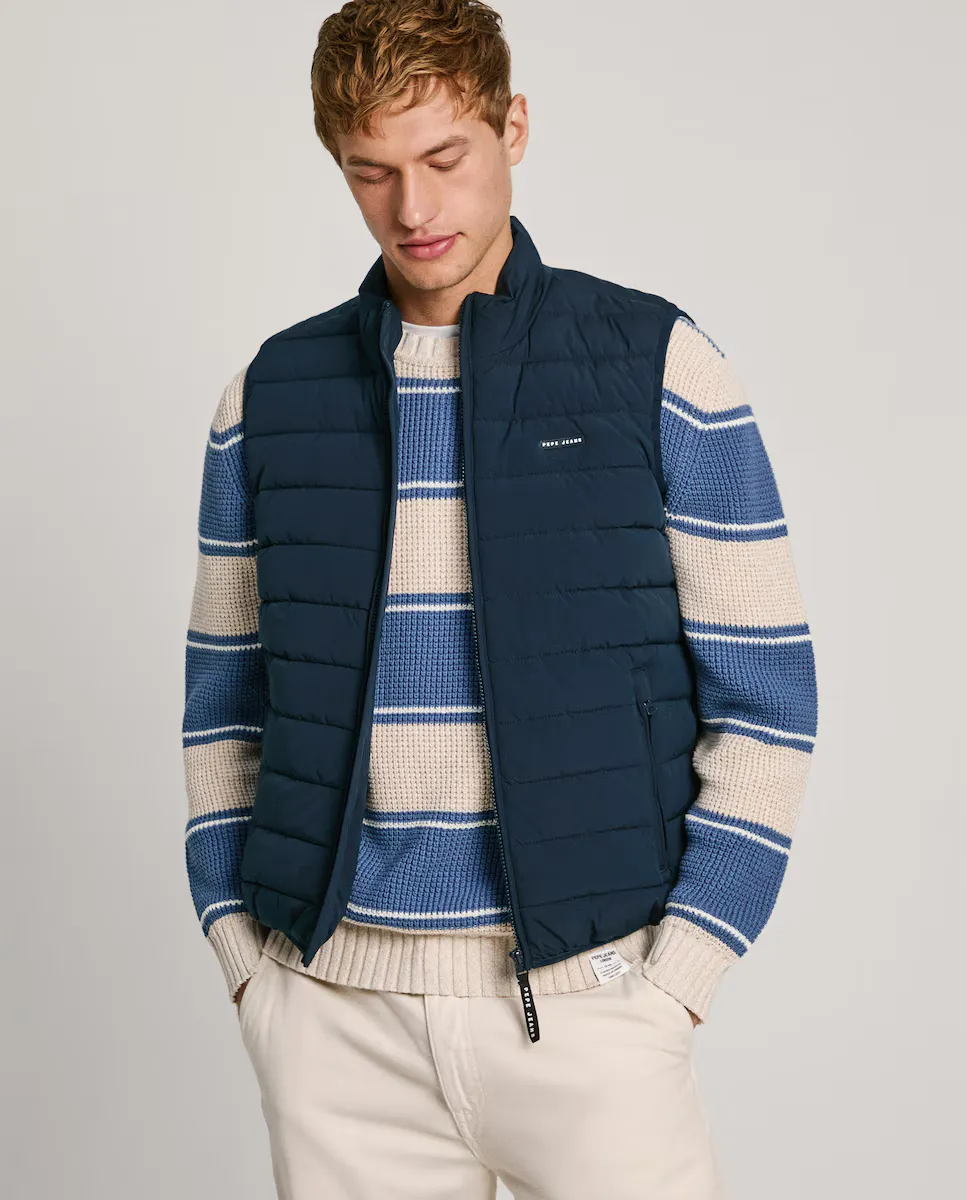 

Мужской стеганый жилет на молнии Pepe Jeans, темно-синий