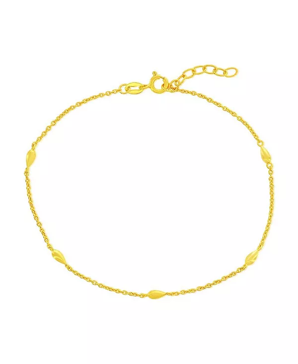 

Серебряный браслет на лодыжку грушевидной формы Simona, gold.