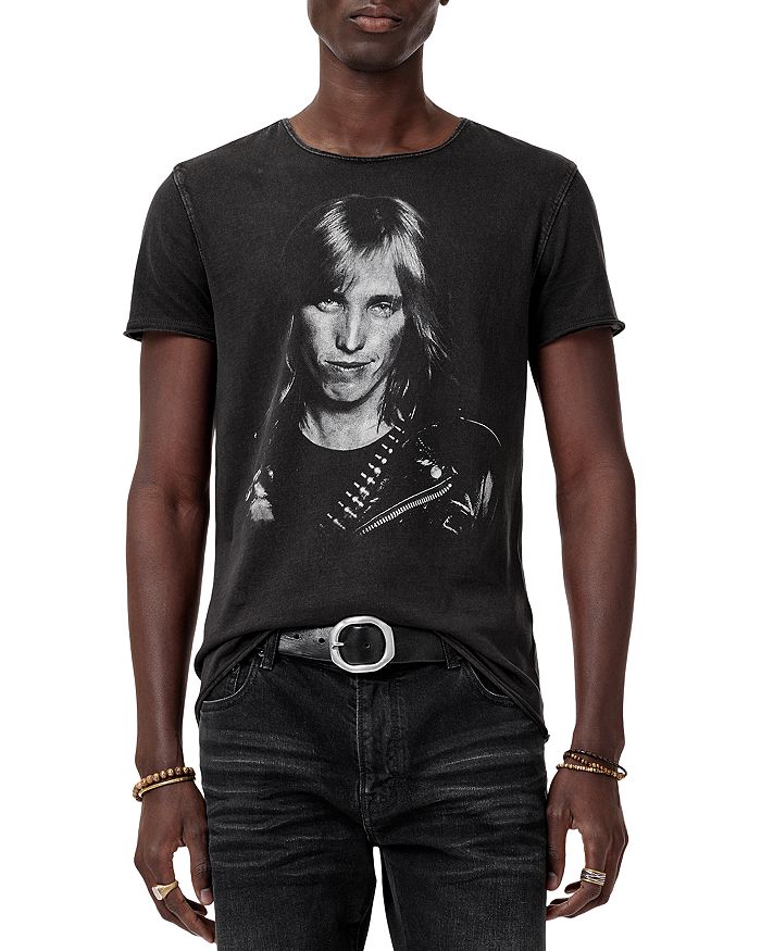 

Футболка с графическим принтом Tom Petty и рваным краем John Varvatos, черный