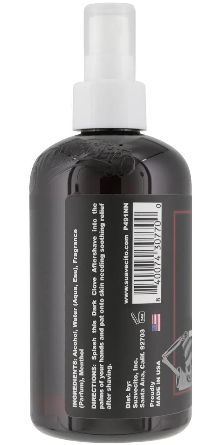 Suavecito Dark Clove Aftershave 8 oz. Pump Spray Bottle - успокаивает и увлажняет кожу, предотвращает раздражение, дарит ощущение свежести и бодрости с тонким мужским ароматом на весь день — фото 2