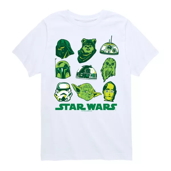 

Футболка с зеленым рисунком в сетку для мальчиков 8-20 лет Star Wars, белый