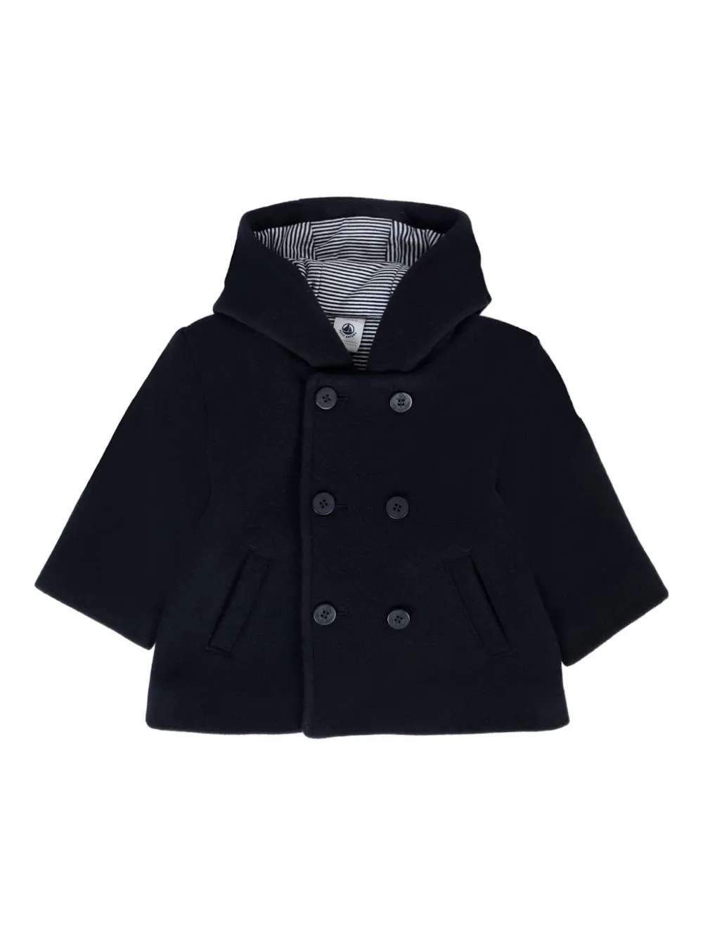 

Двубортное пальто с капюшоном Petit Bateau, черный