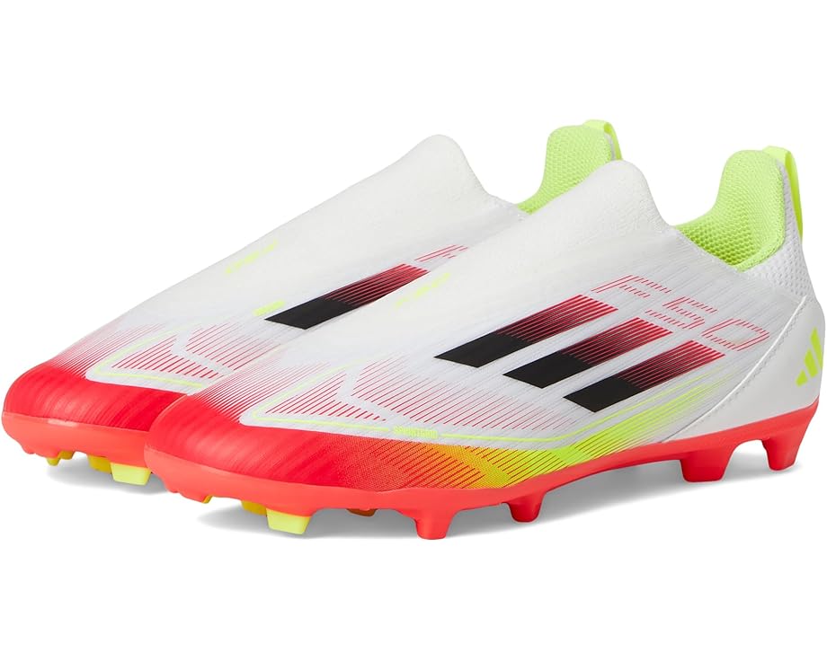 

Кроссовки adidas Kids F50 League Laceless Firm Ground/Multi Ground Soccer Cleats, цвет White/Black/Solar Yellow