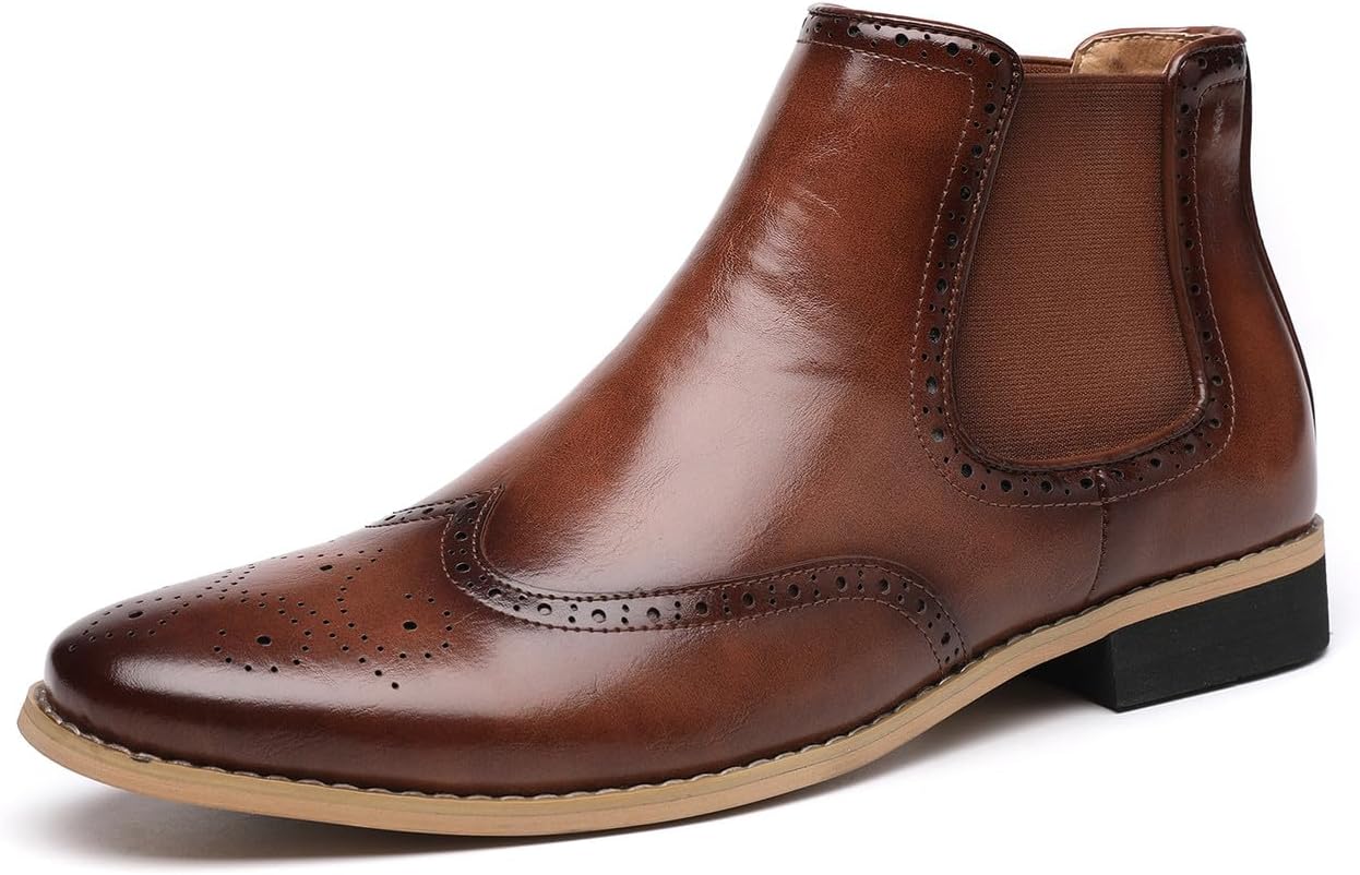 

Мужские Ботинки Chelsea Santimon, Формальная Обувь на Легкой Подошве, Кожаные Броги, Ботинки до Щиколотки, Классические Модные Повседневные Ботинки для Мужчин, коричневый