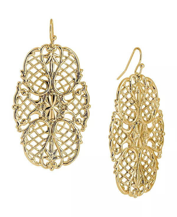 

Крупные филигранные декоративные серьги-крючки 2028, yellow