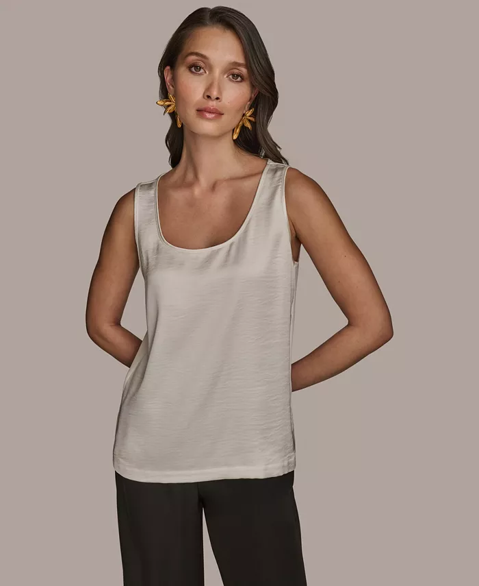 

Женская атласная майка с круглым вырезом Donna Karan New York, коричневый/бежевый