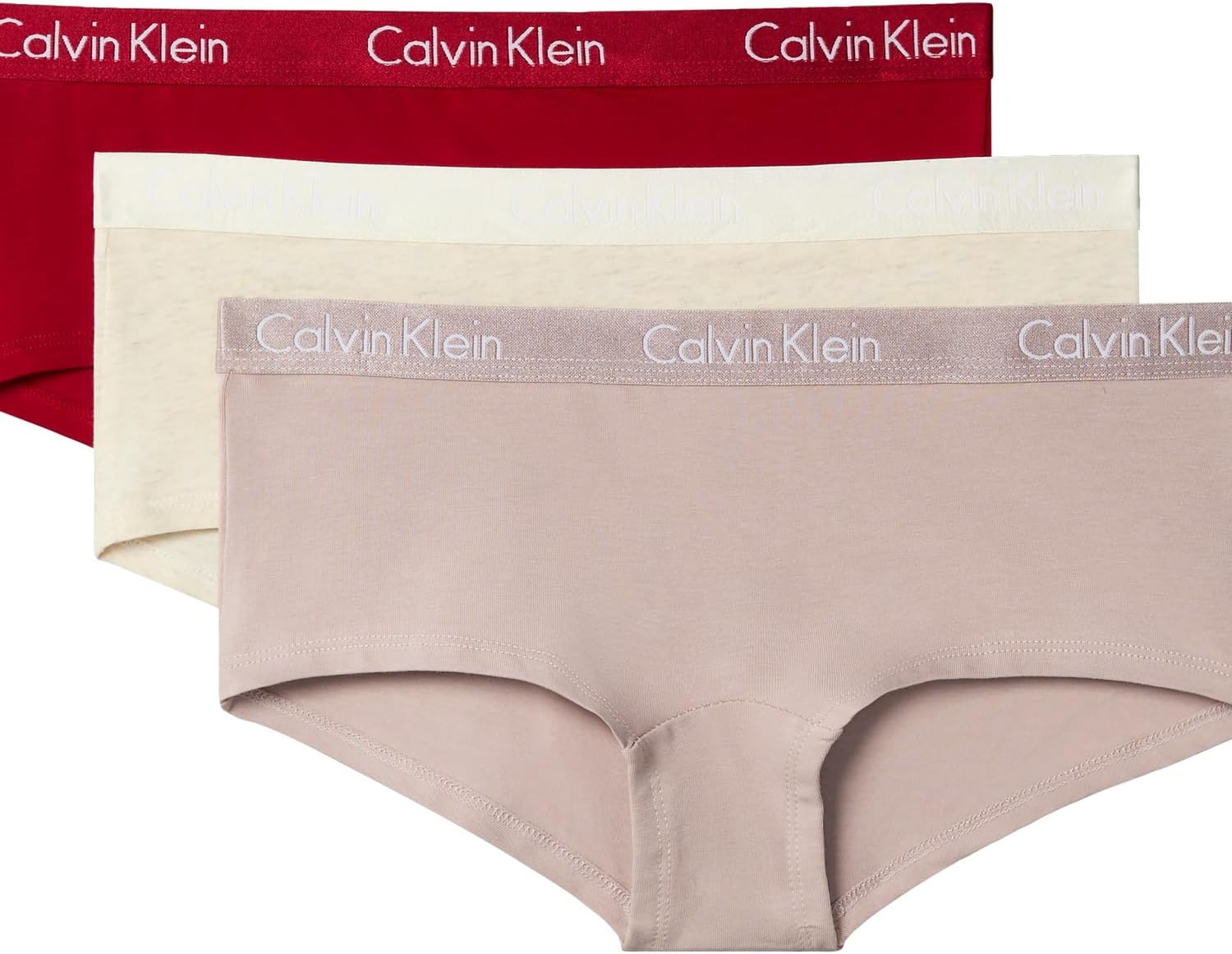 

Женские трусики-шорты Calvin Klein Motive Cotton Boyshorts, 3 шт., Juneberry/Oatmeal Heather/Fresh Taupe