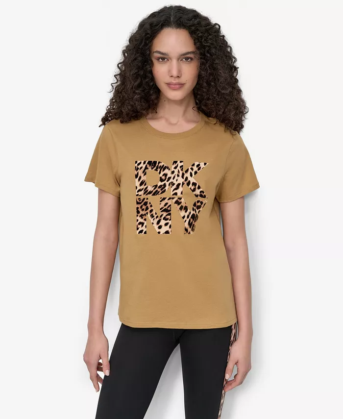 

Женская футболка с круглым вырезом и принтом животных DKNY, желтый