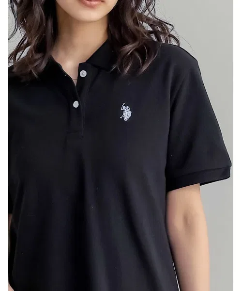 Женская хлопковая футболка-поло U.S. POLO ASSN. с вышивкой, серая — фото 2