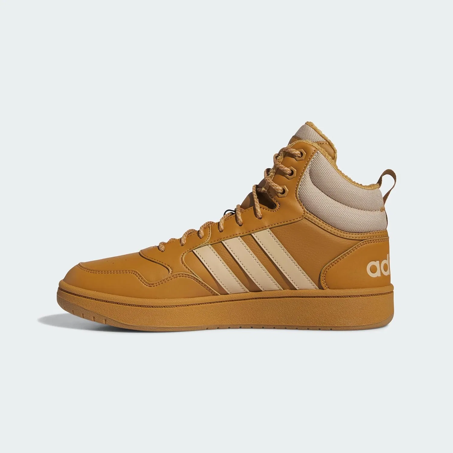 Мужские баскетбольные кроссовки Adidas Hoops 3.0 Mid Lifestyle Classic с меховой подкладкой, зимние, Mesa Magic Beige Mesa — фото 2