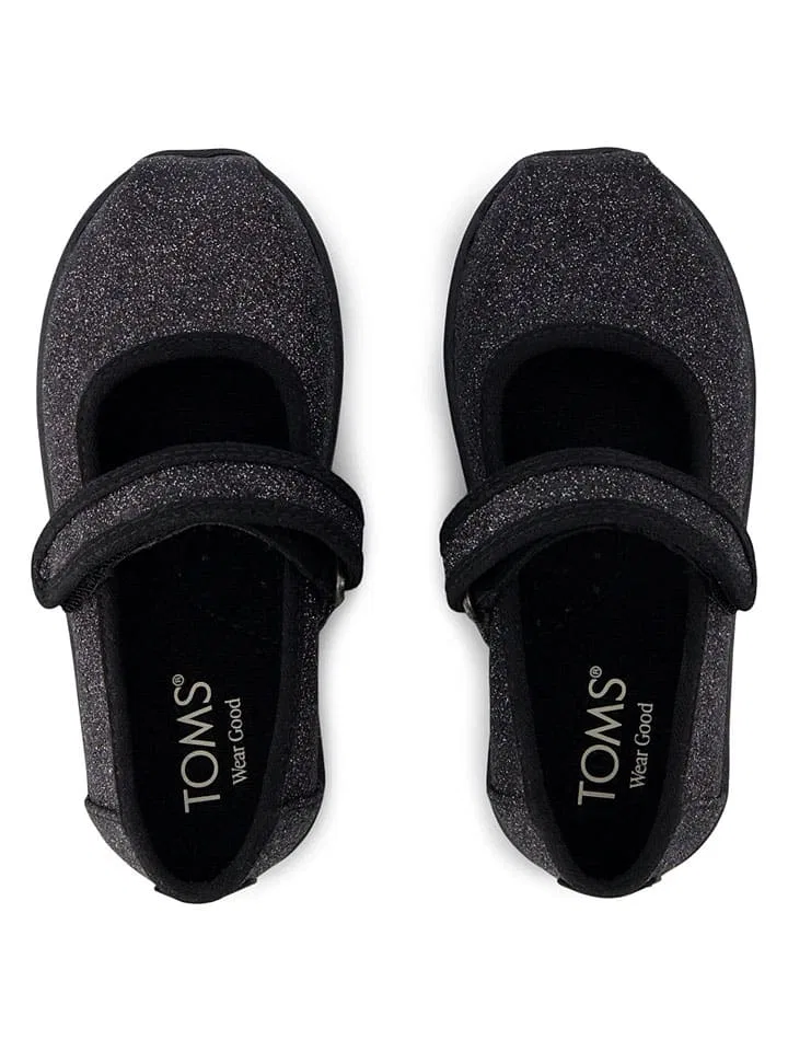 Балетки детские с блестками TOMS черные — фото 4