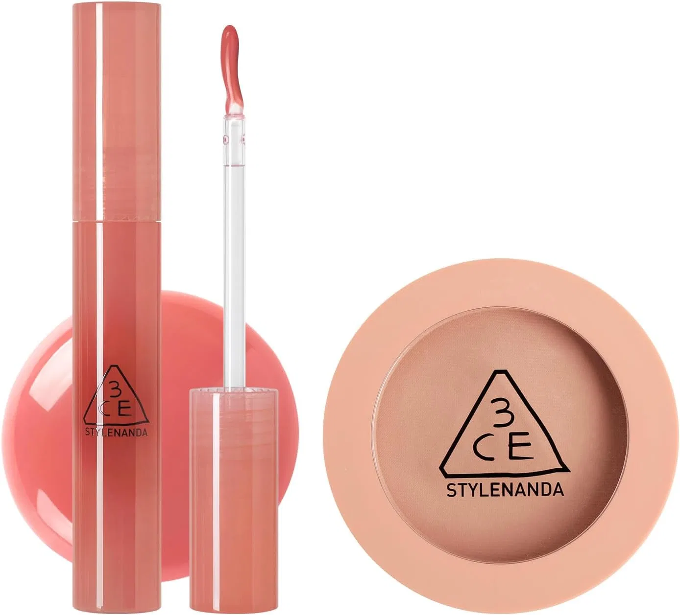 Бальзам для губ 3CE Drop Glow Gel Nude Peach + Кисть для лица 3CE Face Brush