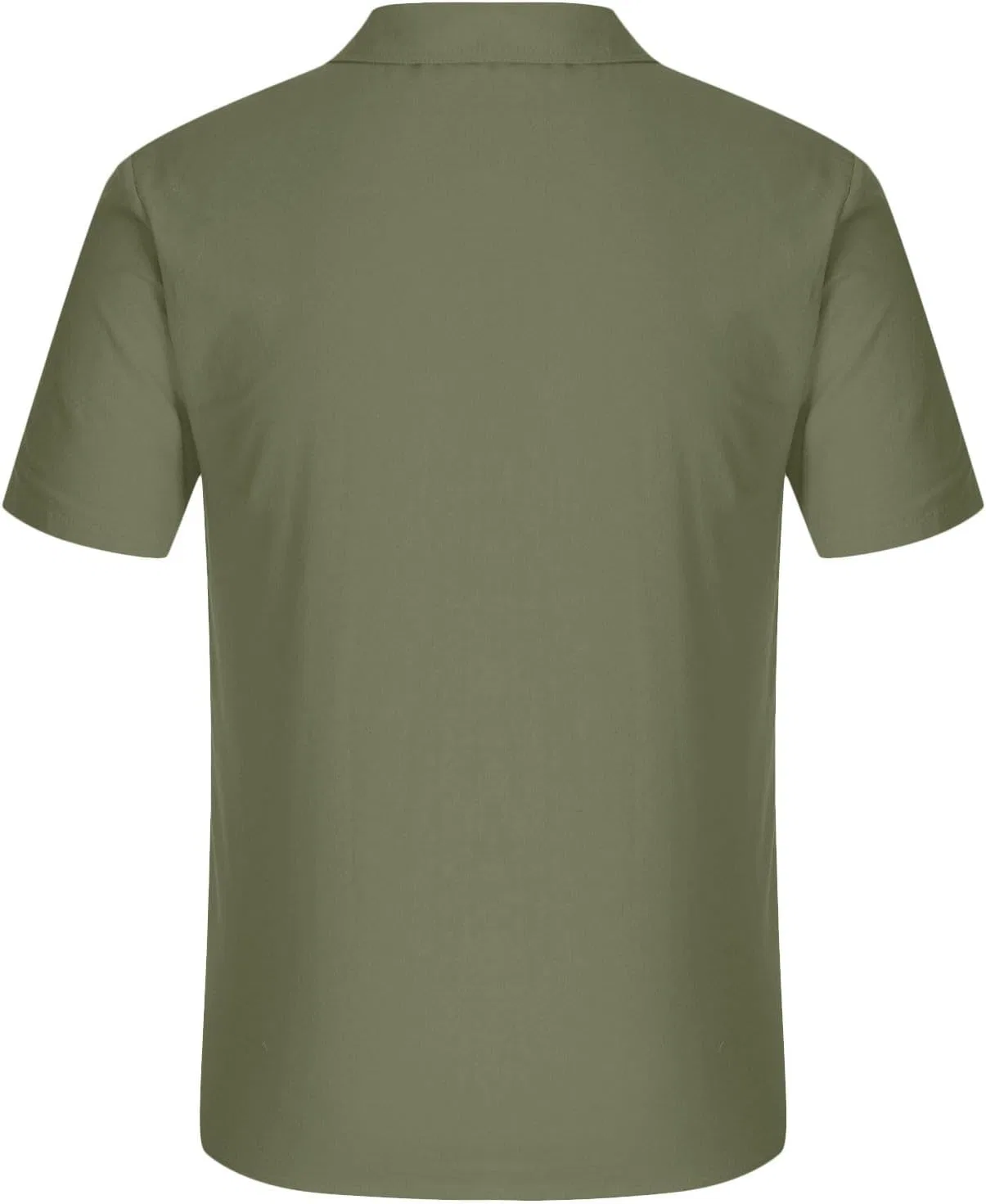 Футболка мужская с воротником, хлопок и лён, Army Green — фото 4