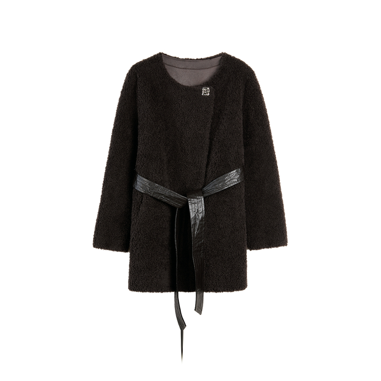 

ELLE Вельветовая куртка Women's Coffee с круглым вырезом Moderate