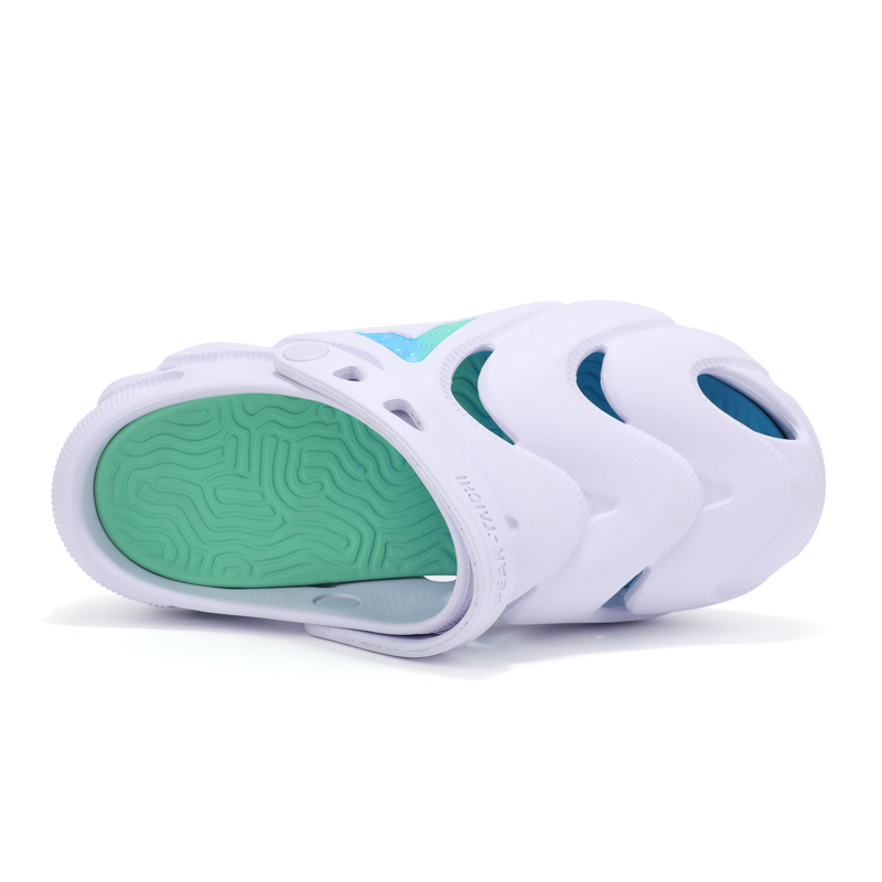 PEAK Клоги мужские бело-зелено-голубые Pole Hole, цвет White/Green/Blue — фото 4