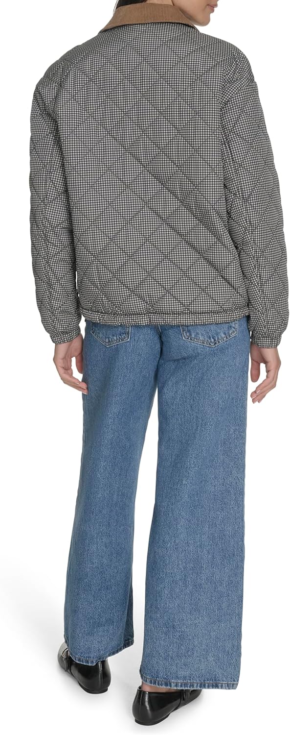 Женская куртка Levi's с ромбовидной стёжкой и воротником из вельвета, черный/белый — фото 4