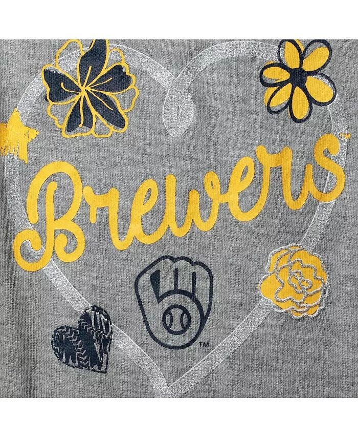Комплект из 3 боди Milwaukee Brewers Batter Up для девочек, новорожденных и младенцев, темно-синий, золотой, серо-коричневый Outerstuff — фото 3