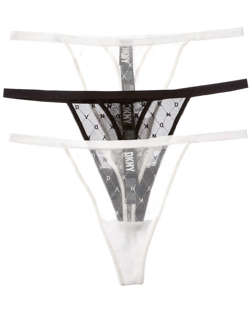 

Трусики-стринги DKNY 3pk Monogram Mesh, черный