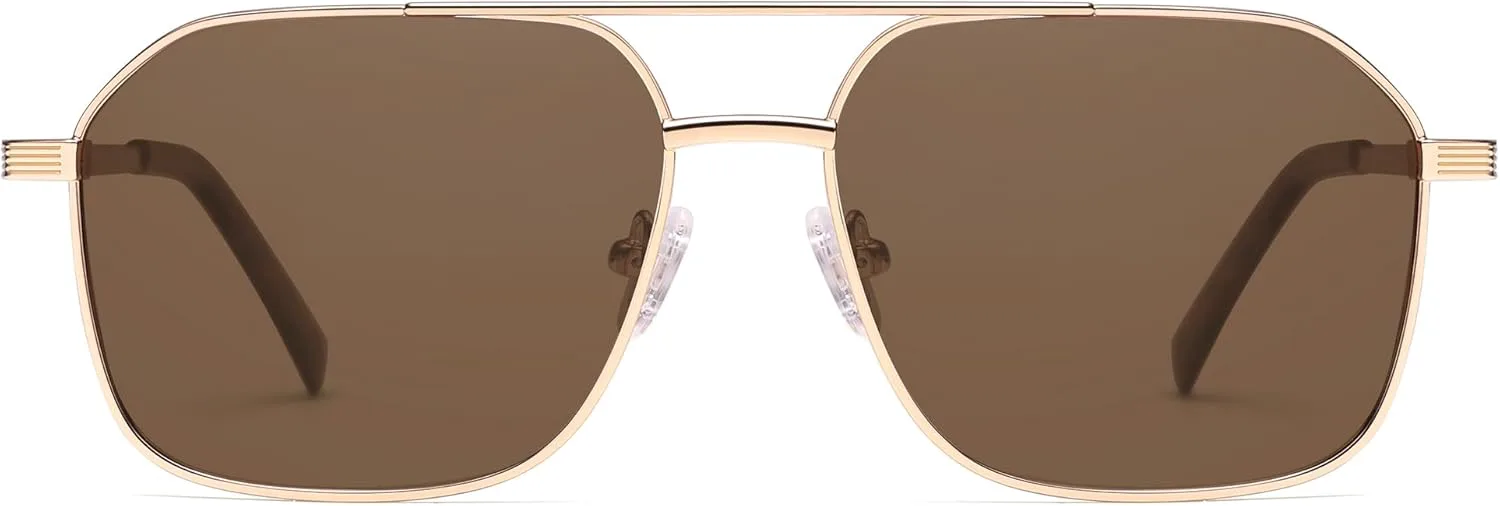 

Солнцезащитные очки-авиаторы AMOMOMA в стиле ретро, ​​большие квадратные, для женщин и мужчин, модные винтажные солнцезащитные очки-авиаторы UV400 2025 года, Gold/Tea