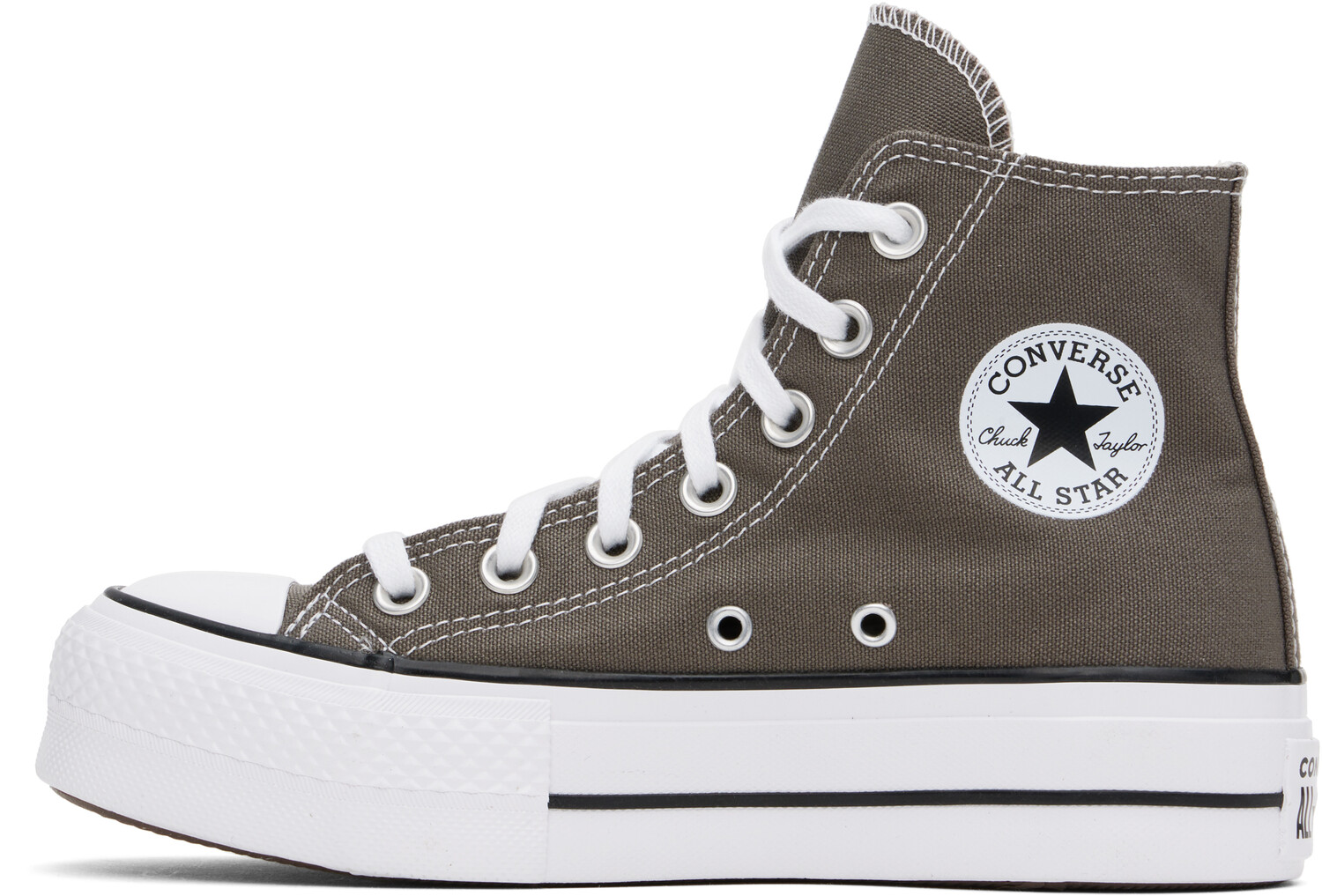 Серые высокие кеды Chuck Taylor All Star Lift Platform Converse, Charcoal/White/Black — фото 3