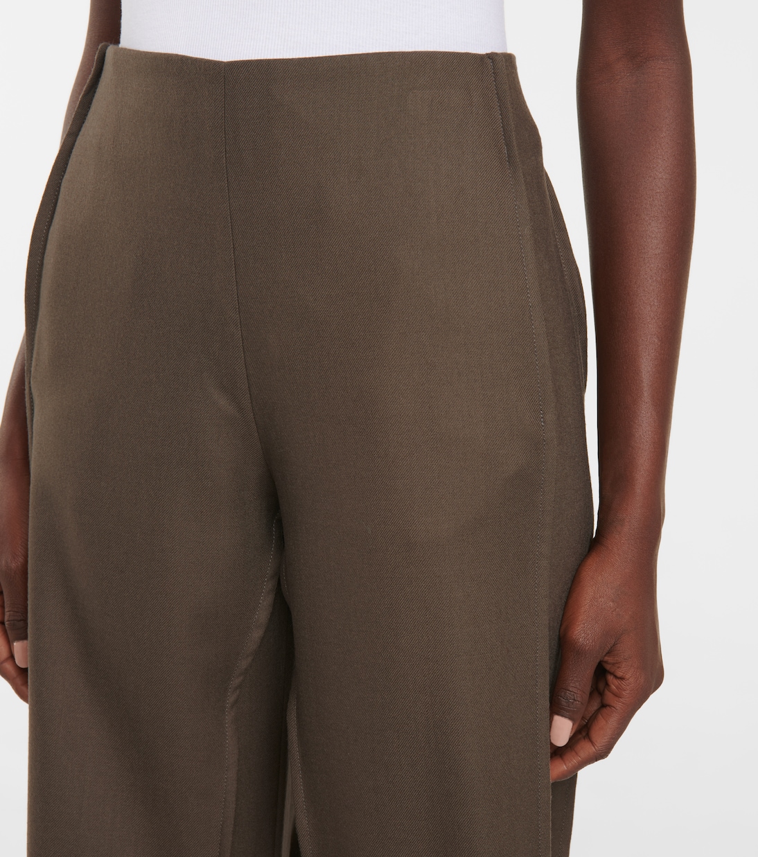 Широкие брюки из шерстяной саржи Acne Studios, Taupe Grey — фото 4