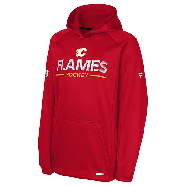 Молодежная красная толстовка с капюшоном Calgary Flames Authentic Pro Rink Raglan Fanatics — фото 3