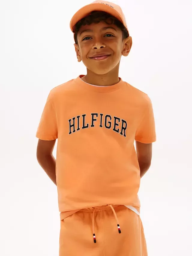 Детская футболка с коротким рукавом в стиле университетской формы Tommy Hilfiger, Orange
