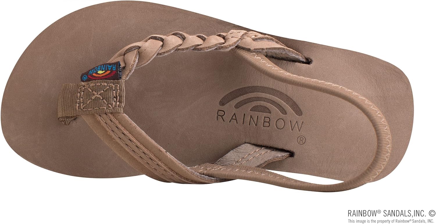 Детские сандалии Rainbow, один слой, премиум-кожа, плетеный ремешок Flirty Braidy Rainbow Sandals, темно-коричневый — фото 3
