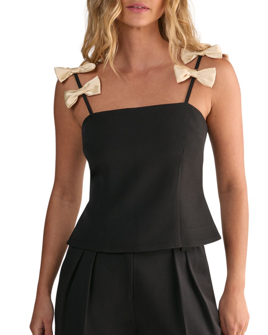 

Женский приталенный топ с контрастным бантом Nasty Gal, Black
