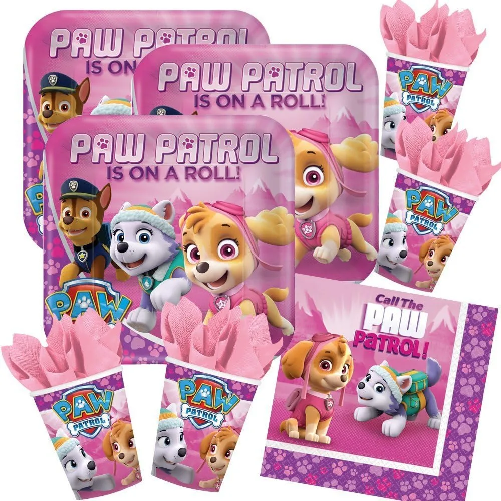 Набор для вечеринки Paw Patrol Pink на 16 детей (16 тарелок, 16 стаканов, 20 салфеток)
