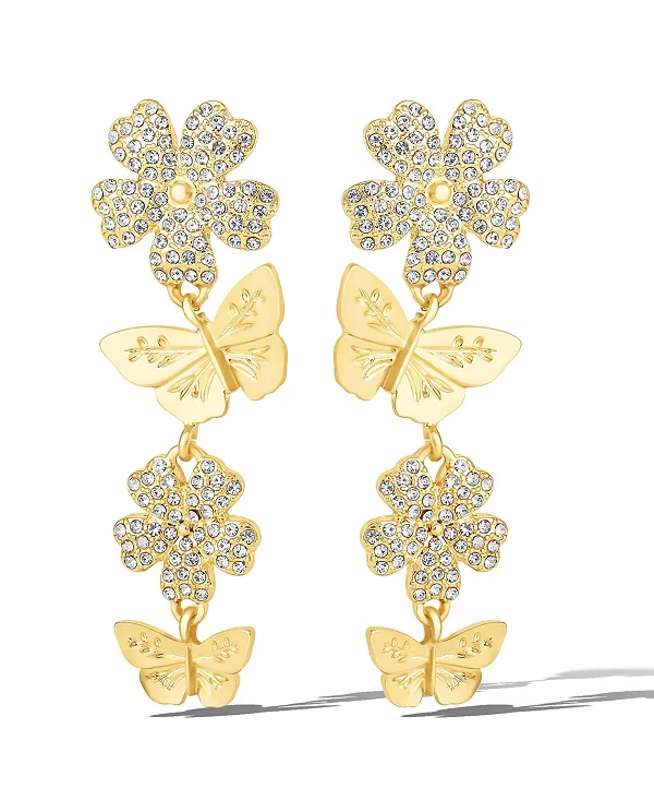 

Вертикальные серьги-бабочки с блестящей золотой отделкой Jessica Simpson, gold