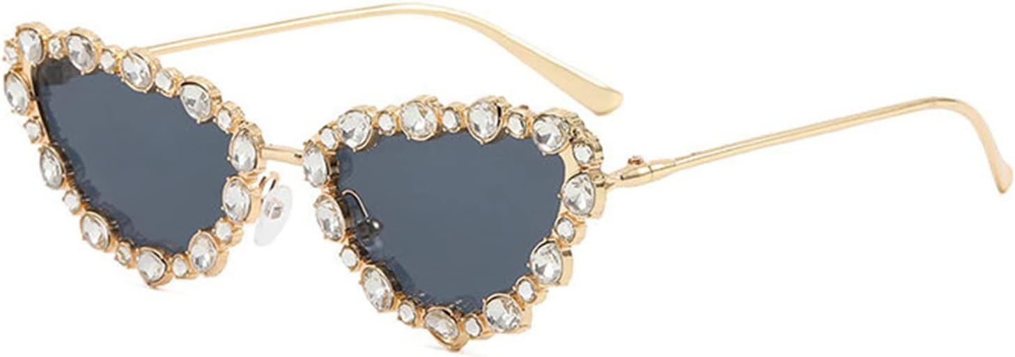 

Солнцезащитные очки «Кошачий глаз» с кристаллами для женщин, ретро-очки треугольной формы для вечеринки, металлические очки в стиле хиппи для уличной фотосессии helena, Gold