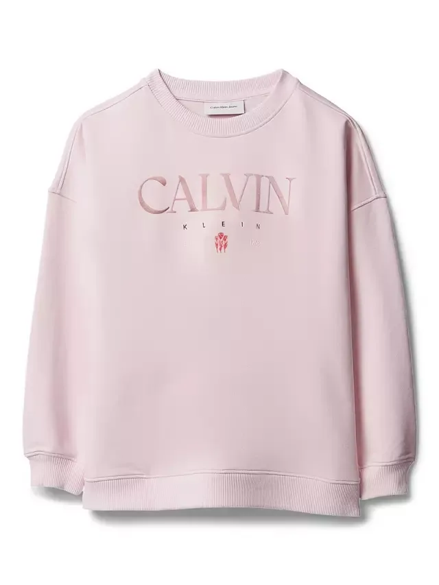 Детский джемпер с увеличенным логотипом, жемчужно-розовый Calvin Klein