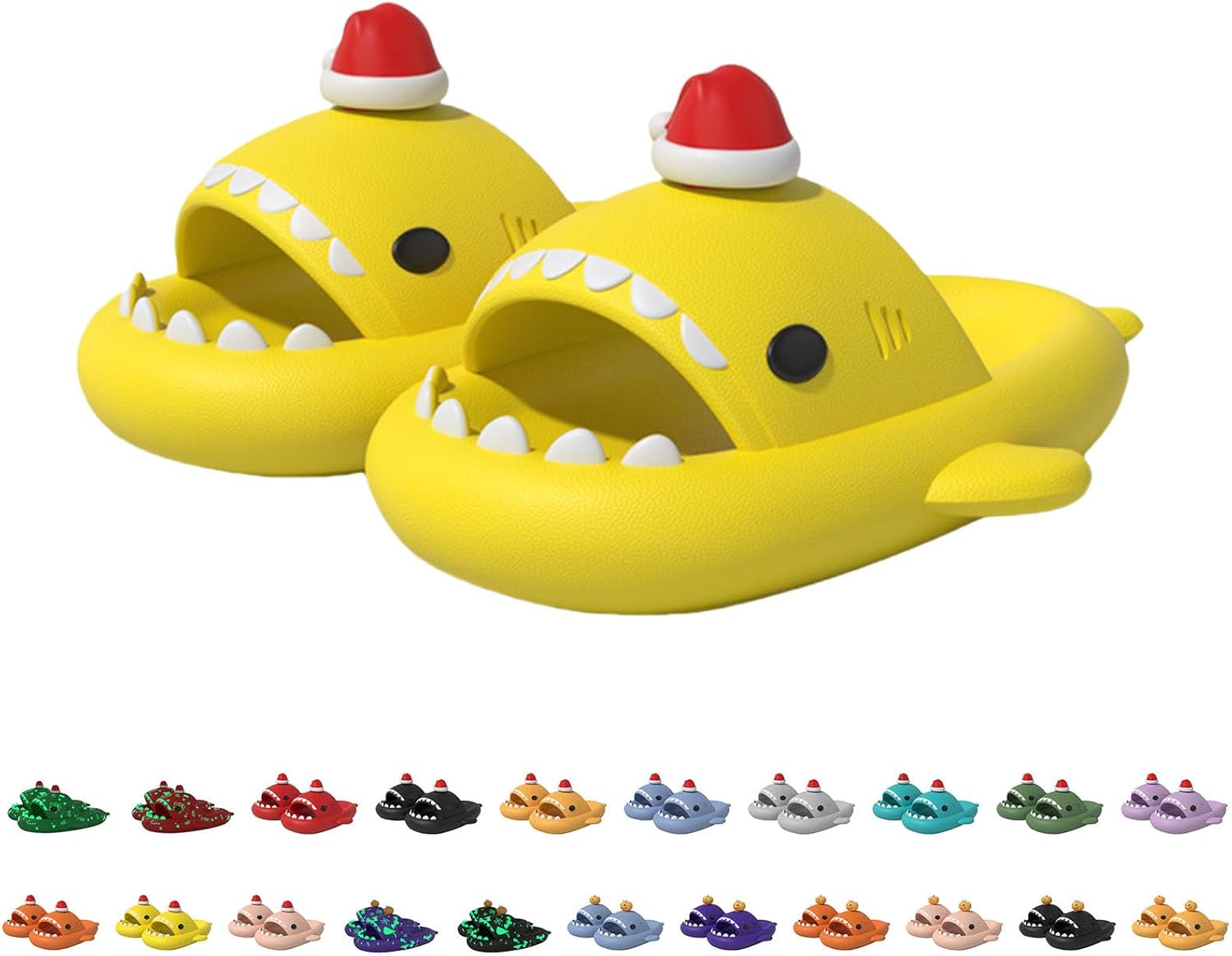 

Сланцы с акулой на Хэллоуин, рождественские сланцы с акулой, облачные сланцы с акулой 3D мультяшные тапочки для женщин и мужчин Generic, желтый