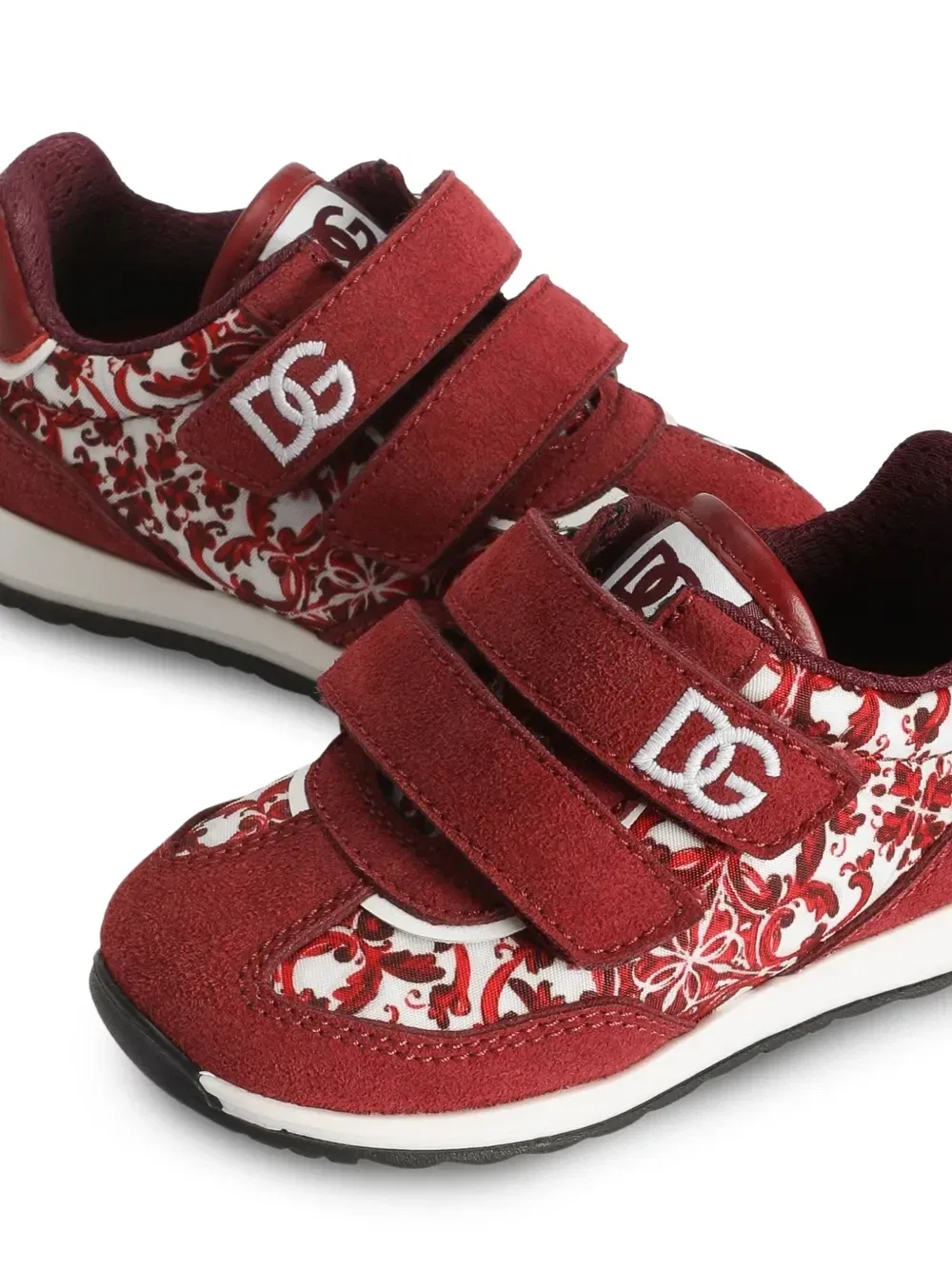 Кроссовки-подушки из нейлона с принтом "Майолика" Dolce & Gabbana Kids, красный — фото 4
