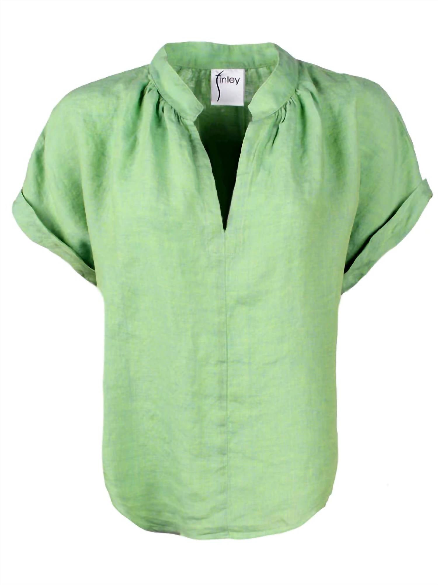 

Женский льняной топ Jay Crossdye в цвете Green Tea Finley