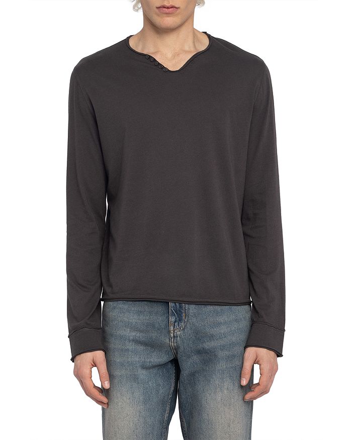 

Футболка Monastir с длинным рукавом и разрезным воротником Zadig & Voltaire, коричневый