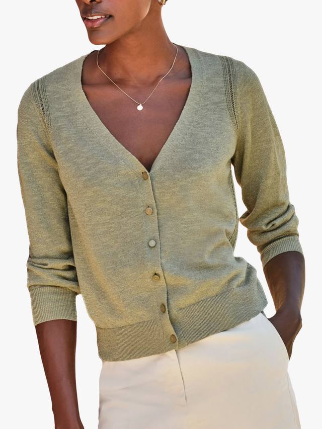 

Кардиган с блестками из льняной смеси Pure Collection, Khaki