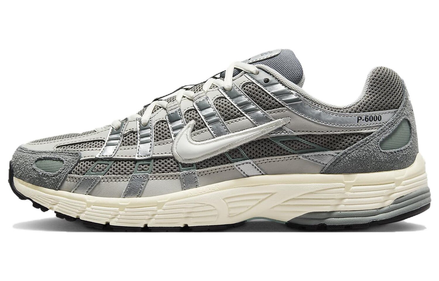 Nike P-6000 Кроссовки унисекс, Плоское олово/легкая железная руда/серебристый металлик/белый