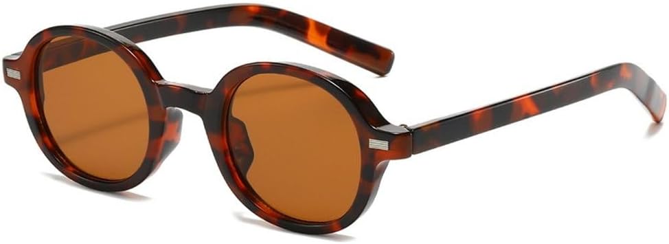 

Круглые солнцезащитные очки для женщин, модные, с прозрачными линзами с градиентом, защита от УФ-излучения UV400; мужские солнцезащитные очки в стиле ретро-панк с заклепками SKFGNX, Leopard Tea