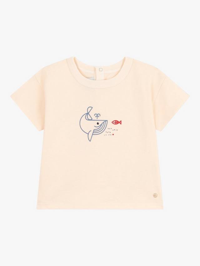 

Детская футболка с китом с коротким рукавом Petit Bateau, цвет Avalanche