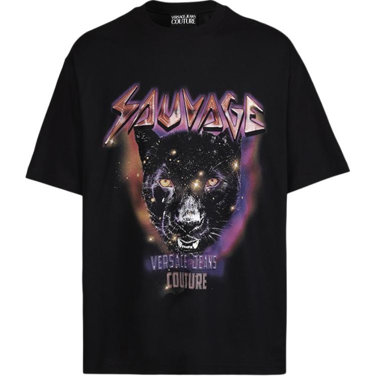 

Футболка с принтом Jeans Couture Sauvage VERSACE, черный
