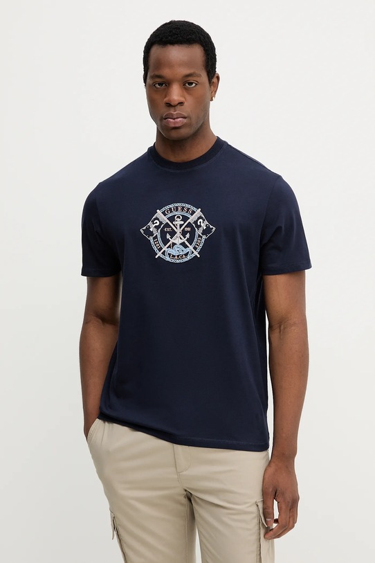 

Хлопковая футболка MARINA Guess, темно-синий