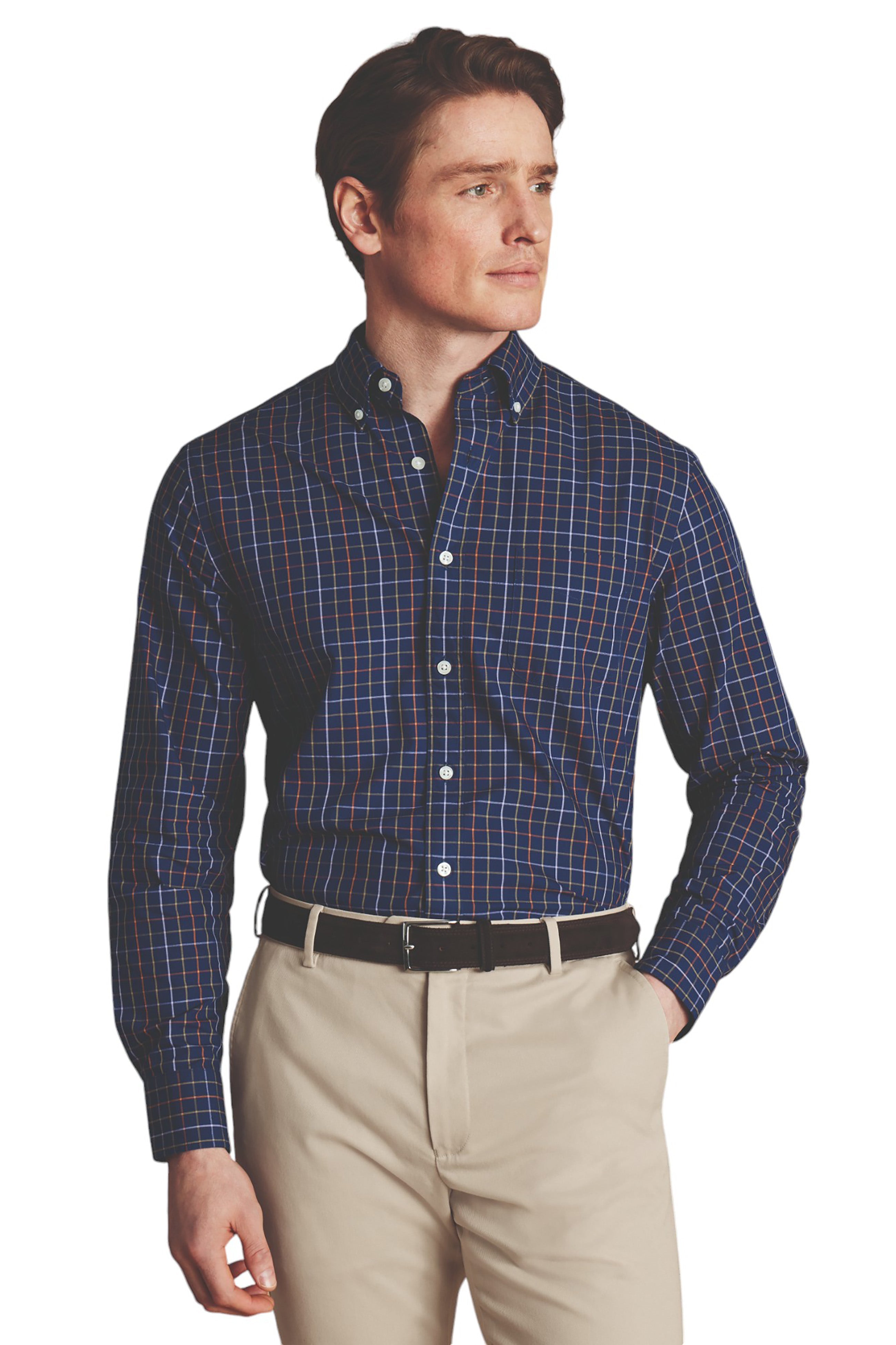 

Мужская рубашка Charles Tyrhwitt Slim Fit Plaid Check из эластичного поплина, не требующего глажки Charles Tyrwhitt, цвет french blue