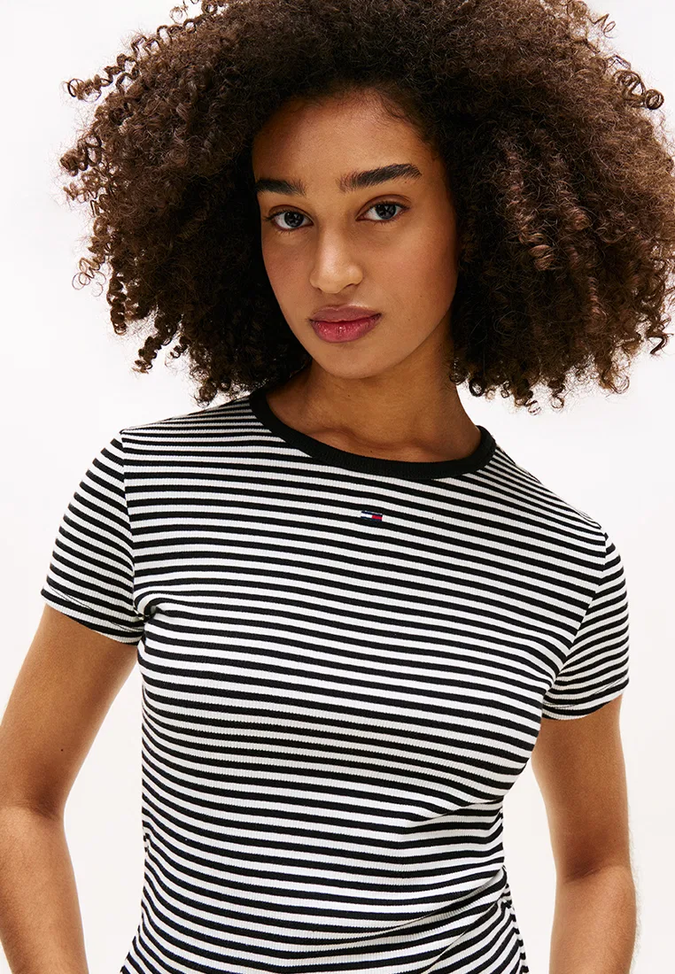 Водолазка облегающая ребристая, Tommy Jeans Tommy Hilfiger, черный — фото 3
