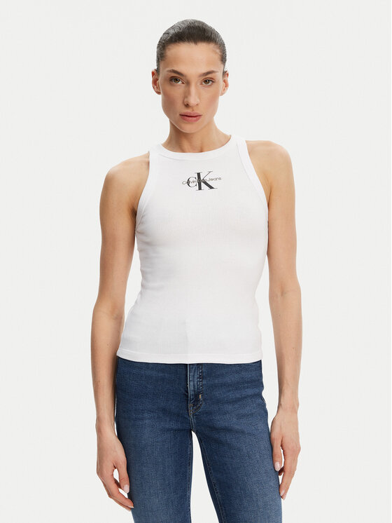 

Топ облегающего кроя Monologo J20J225301 Calvin Klein Jeans, белый