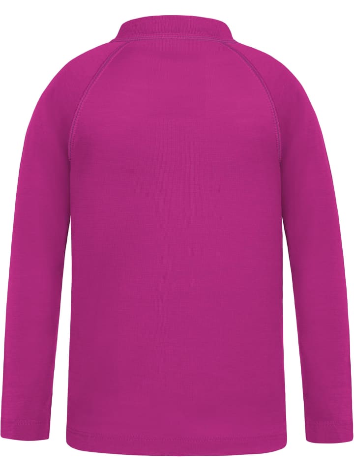 Normani Outdoor Sports Детская футболка с длинным рукавом из мериносовой шерсти с застежкой-молнией на четверть длины, цвет фуксия — фото 2