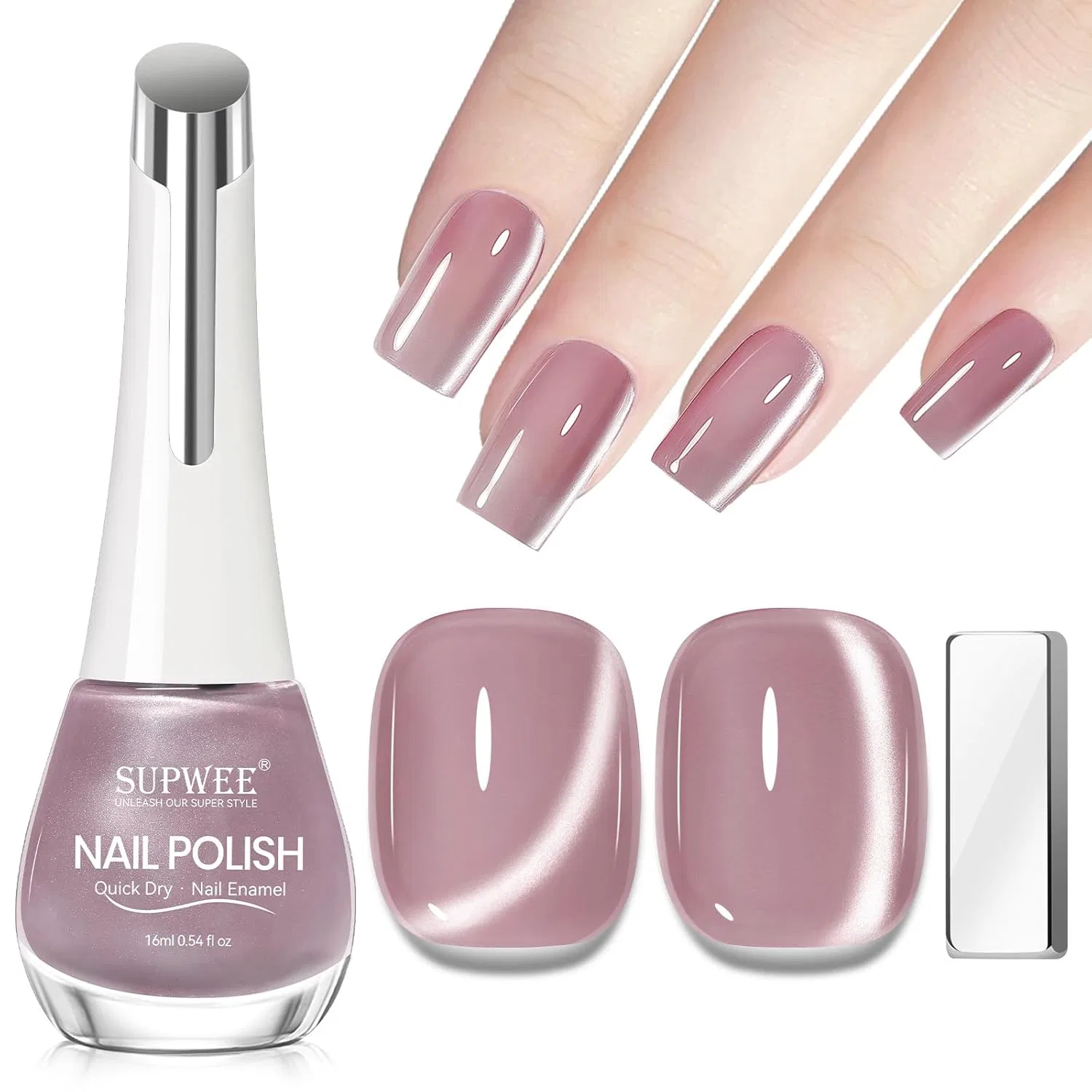 Лак для ногтей SUPWEE Cat Eye 16 мл (быстросохнущий, без УФ-лампы) Supwee, Berry Colour